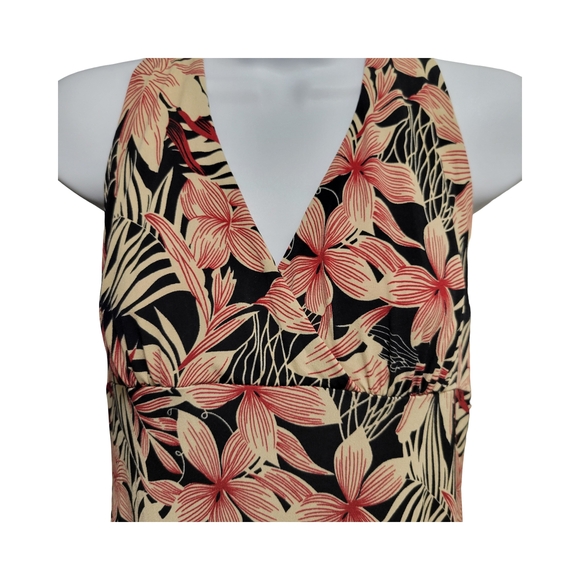 Floral Halter Maxi Dress - Pink and Black - Picture 2 of 7